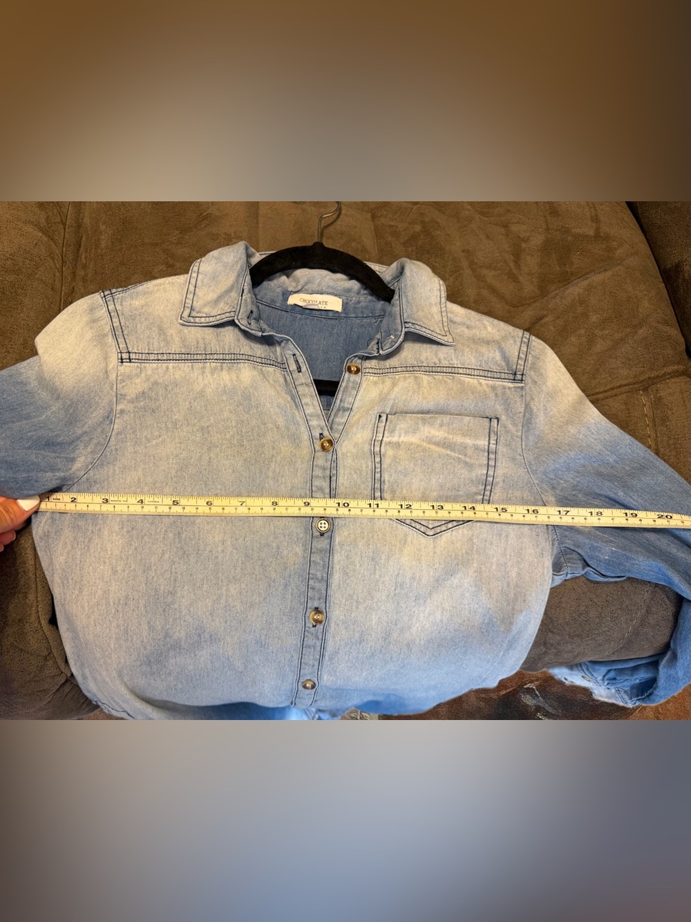Chocolate Western Chambray Dip Dye Ombre Shirt Dress - Excellent Condition Sz S - Picture 14 of 16